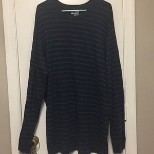 Blue and teal striped long sleeve shirt